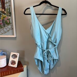 Andie Light Blue Wrap Swimsuit